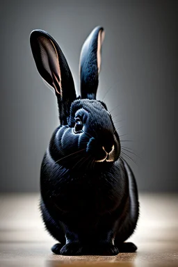 Thick black rabbit. Photograph.