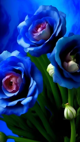 Lisianthus realphoto, velvet, blue , background rose