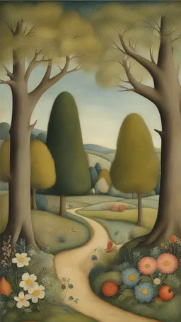 Bosch style , trees and flowers