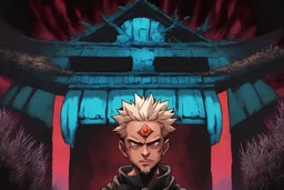 make the domain expansion like The domain itself looks like barren land, for him, anywhere he step is safe, even if he step on traps The land is filled with landmines, pitfalls with sharpened bamboo costed with cursed energy make the background like a battlefield