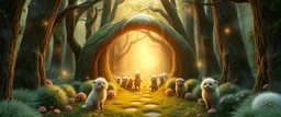 in the magical mirror forest you enter the strangest bubble doorway to weird dimension and the aura of its heavenly fluffy elevated messed up woodland creatures