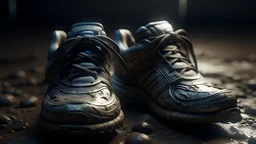 Fotorealtà delle splendide scarpe da RUNNING IN OF ROAD a forma di ARMADILLO di lee jeffries, 8k, dettagli elevati, rendering fluido, unreal engine 5, cinema 4d, HDR, effetto LUCIDO, colori BRILLANTI