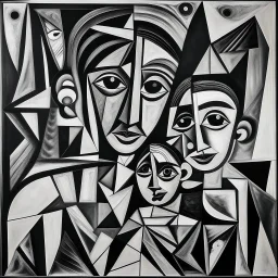 picasso cubism black and white woman and child in middel