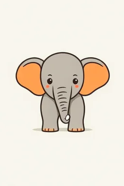 a simple of a cute elephant, in a drawing style