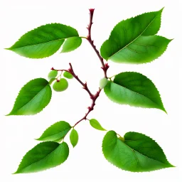 plum-cherry leaves on white background, stock image