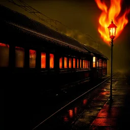 dark sky in a cold morning, Rain knocks on windshields. Lip quivering, such a bitter smile, Laughter with teary eyes. train platform, pale lantern, In an abandoned station. fire and flame in a burning heart, Because parting is sad.