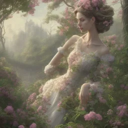 a lady in a garden, perfect hands, highly detailed, artstation, concept art, sharp focus, illustration, incredibly symmetrical, incredibly detailed, award winning