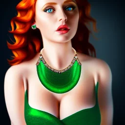 fullbody portrait of beautiful young busty atletic amazon Redhead woman with big eyes with big emeralds necklace by Anthony Devas 8k