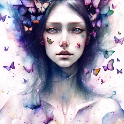 watercolor illustration by <agnes cecile> butterflies everywhere, plants, wildflower,