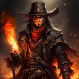 fantasy wild west bandit fire mage grimdark realistic