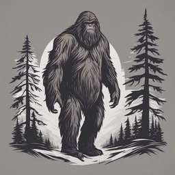 ector Sasquatch design, Craft a minimalist Sasquatch design with clean lines and simple yet striking graphics. Focus on a monochromatic or limited color palette for a modern, understated look