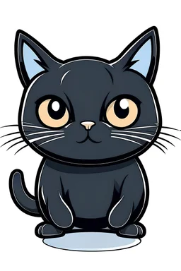Simplistic Sticker of a cute black cat with mischievous eyes who was about to knock a glass off the table with his paw