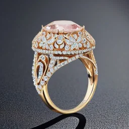 diamond and morganite ring, art noveau, filigree, floral, breathtaking, highly ornate, delicate, intricate, photorealistic, high fashion, fine jewellery, luxury, designer