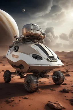 An advanced four wheel vehicle made to travel around Venus. The vehicle should have bright lights and can withstands strong storms and winds, sulfric acid rains