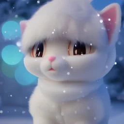 Cute fumo plush of a beautiful princess cat girl wearing a puffy jacket in a winter wonderland; beautiful full volumetric lighting, cinematic shimmering illumination, brilliant coloring, smooth, sharp focus, crispy quality, vray; Pixar, Disney, Artstation; HD, HDR, SF, CGSociety, 16k, photorealistic, unreal engine