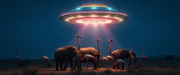 this stupid ufo aint real, it was created with some hoaxster with some serious self esteem problems, but its sucking in elephants and flamingos by their ears, so they levitate