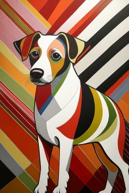 Jack Russell in the style of Bridget Riley