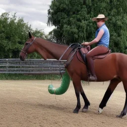 horse riding a car