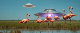 this stupid ufo aint real, it was created with some hoaxster with some serious self esteem problems, but its sucking up flamingos by their ears, so they levitate
