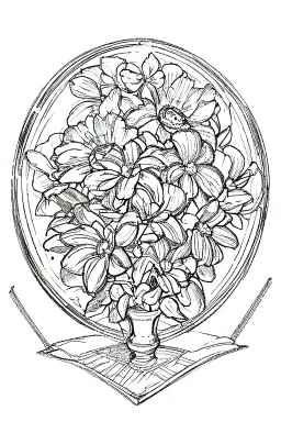 outline art for cute flower coloring pages with which, White background. sketch style, clean line art, white background, no shadow and clear