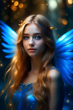 wabstyle, Ultra-High-Definition, 8k, UHD, HDR, très belle jeune femme, visage angélique, sourire très heureux, beaux yeux bleus, belles lèvres parfaites, brillance, ultra fine, longs cheveux brillants, robe transparente , ((phobe pleine de corps d'un capitaine cosmique)), (bug,:1.2), (mist:1.3), ((fond cosmique)) (big d'ailes d'or))