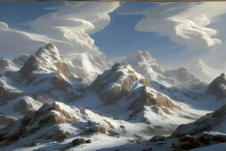 mountain range in snow by andrea del sarto