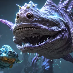 fluid ink angler fish creature, unreal engine 5, 8k resolution, photorealistic, ultra detailed