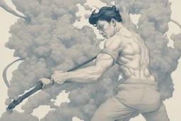 man swinging sledgehammer by james jean