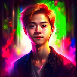 a beautiful painting of nct mark ::2.2, mood lighting, front view --fast --wallpaper