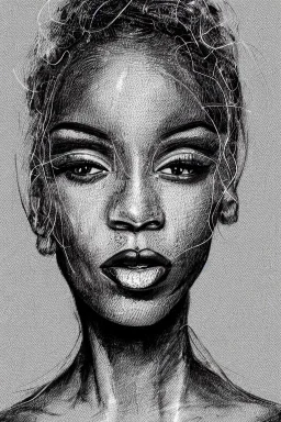 scribble portrait of Black woman, 8k resolution, r_drawings_rene, scribble, scribble drawing, scribble art, behance, rdrawings25, synthetic, hairy scribble fill, line draw, scribble sketch, , Vince low