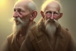 a painting of an old man with a bird on his head, a character portrait by Wendy Froud, cgsociety, fantasy art, storybook illustration, grotesque, detailed painting