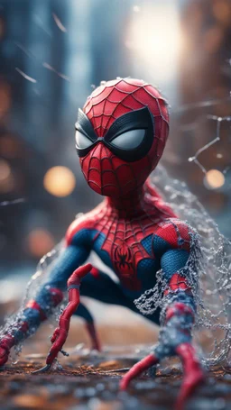 ninja spider man gremlin alien pimp caught frozen in net, bokeh like f/0.8, tilt-shift lens 8k, high detail, smooth render, down-light, unreal engine, prize winning