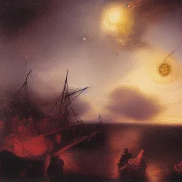 Rembrandt, stars, planets, ships, space