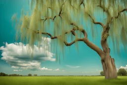 aquamarine gems, clouds, willow tree, photography