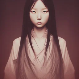 Sadako Yamamura (Ringu, 1998) ; screenshot, Dark Foggy Georgeous Horror Dark Fantasy Art by James Bousema, digital illustration, evil,wild, cold stare ,photo-realistic, 32K,dynamic colors,high details,high definition,crystal clear image,aspect ratio 33:1,DIGITAL ILLUSTRATION by James Bousema Modifiers: Nikon D850 elegant Award winning photography fantasy photorealistic very attractive