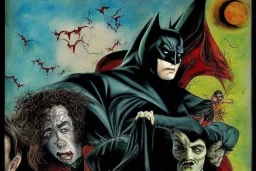 Batman, Frodo Baggins and Dracula painted by Tim Burton