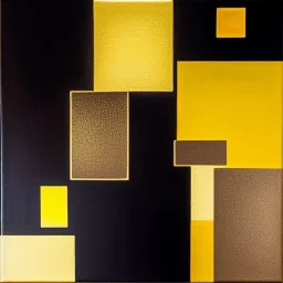 impasto painting on black canvas with gold metallic painted circles in the style of malevich and mondrian