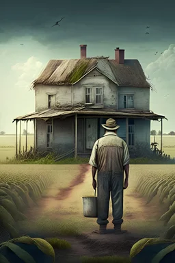 Imagine a poor farmer standing in front of his farm house