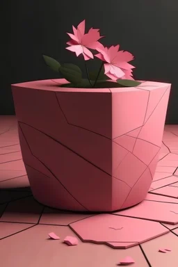 pot de fleur brisé au sol avec rose a coté style lofi