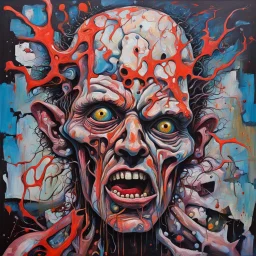 broken mind ,neo expressionism, acrylic painting, ultra detailed, grotesque, bizarre, strange