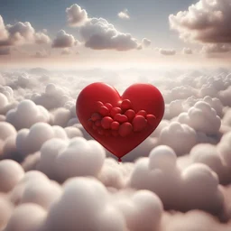 The clouds of love, with red heart
