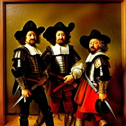 Retrato de Los 3 mosqueteros al estilo Rembrandt