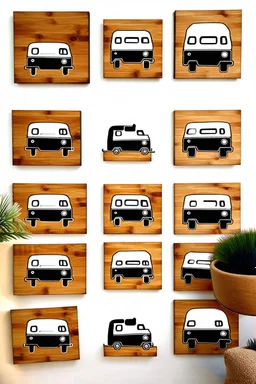 2-d campervan lines on wood