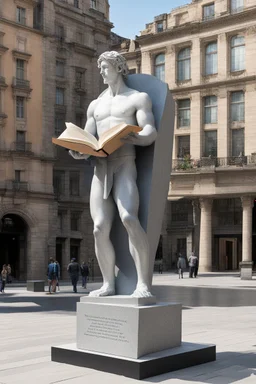 статуя на улице, Атлас знаний: Используйте проекции, чтобы “перелистывать страницы” атласа с разными темами знаний. На статуе улицы можно установить большой каменный атлас, который будет держать на своих плечах огромный книжный атлас знаний. Каждая страница этого атласа будет содержать изображения и информацию по разным темам знаний: истории, науки, искусства, культуры и т.д. Используя технологии проекций, посетители смогут "перелистывать страницы"