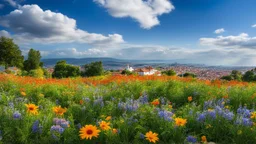 desktop wallpaper ,Turkey istanbul ,country side ,wild flowers,blue sky nice clouds,