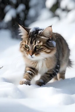 gatto gioca neve