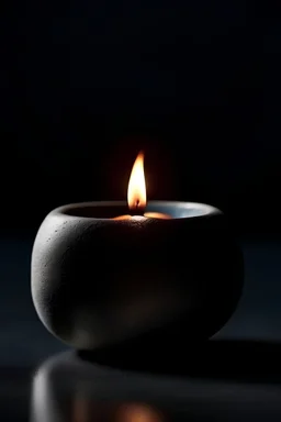 candle in stone pot. Minimalistic