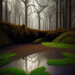 hyperrealistic shot, rusting and moss covered giant mascot, earth color palette, sharp focus, puddle reflection, water splash, refraction, rain and lightning on the horizon, shadowcast, detailed and intricate, cinematic composition, tilt shift photography