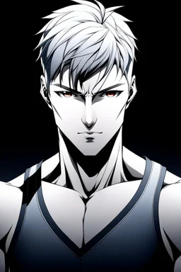 Exactly the same photo but wearing a white superhero suit