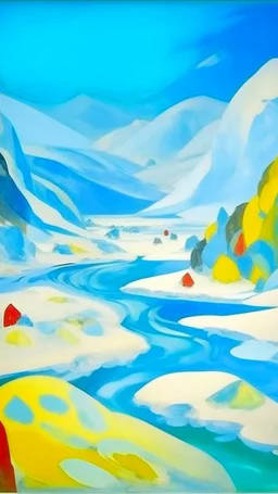 A light blue tundra on a glacier painted by Wassily Kandinsky